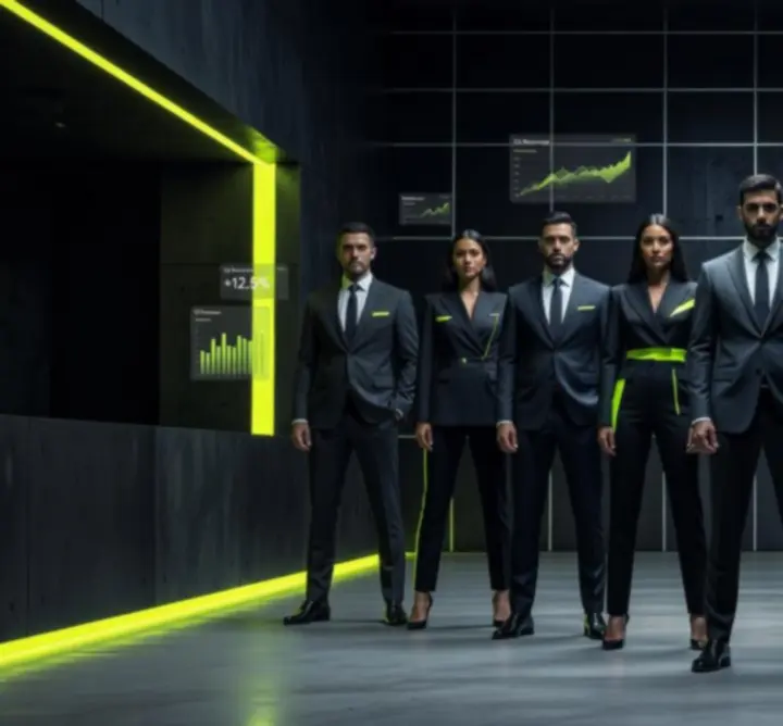 LeadHeaven executive leadership lineup in a dark brutalist studio setting.